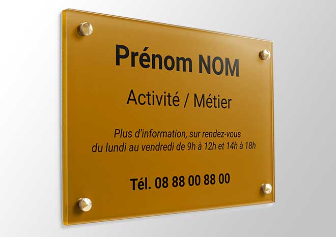 Plaque Professionnelle Plexiglas
