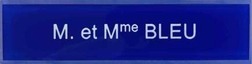 Etiquette boite aux lettre Plexiglas BLEUE TEXTE BLANC