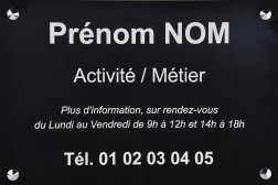 Plaque professionnelle aluminium noir