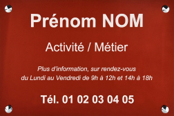 Plaque professionnelle aluminium rouge