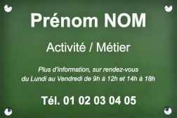 Plaque professionnelle aluminium vert