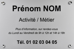 Plaque professionnelle aluminium anodisé