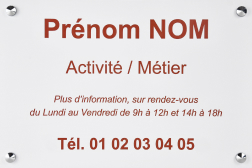 Plaque professionnelle PVC BLANCHE TEXTE ROUGE