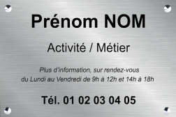 Plaque professionnelle PVC GRISE BRILLANTE ET NOIR