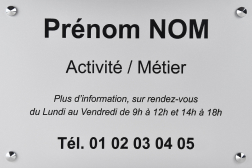 Plaque professionnelle PVC GRISE TEXTE NOIR