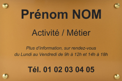 Plaque professionnelle PVC OR TEXTE NOIR