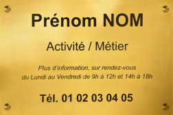 Plaque professionnelle laiton